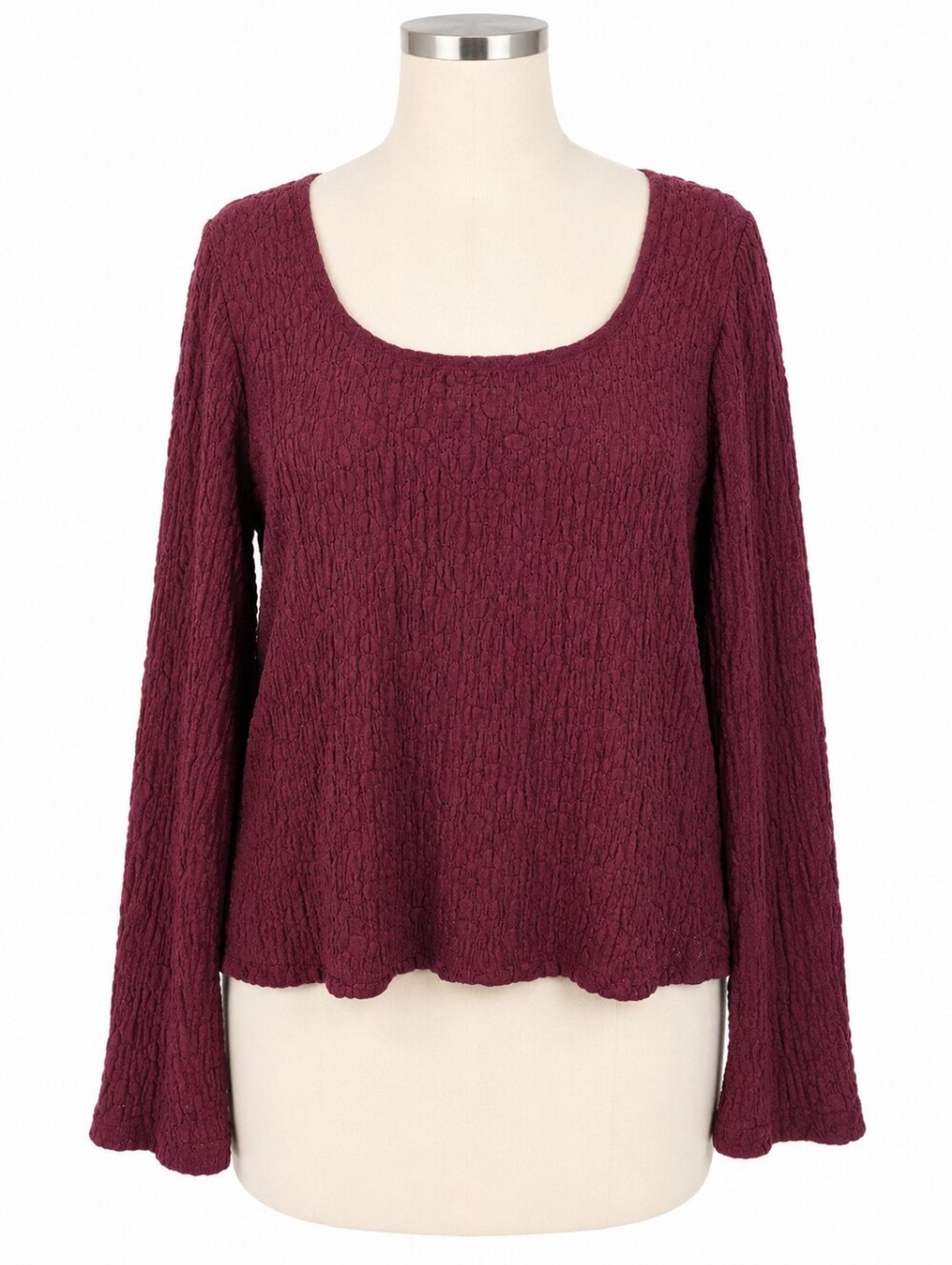 Old Navy NWT Burgundy Textured Lace Scoop Neck Long Sleeve Top 2X Whimsigoth